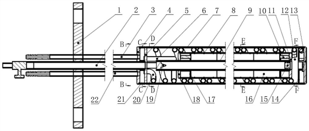 A spiral ultra-long cooling circuit irradiation device