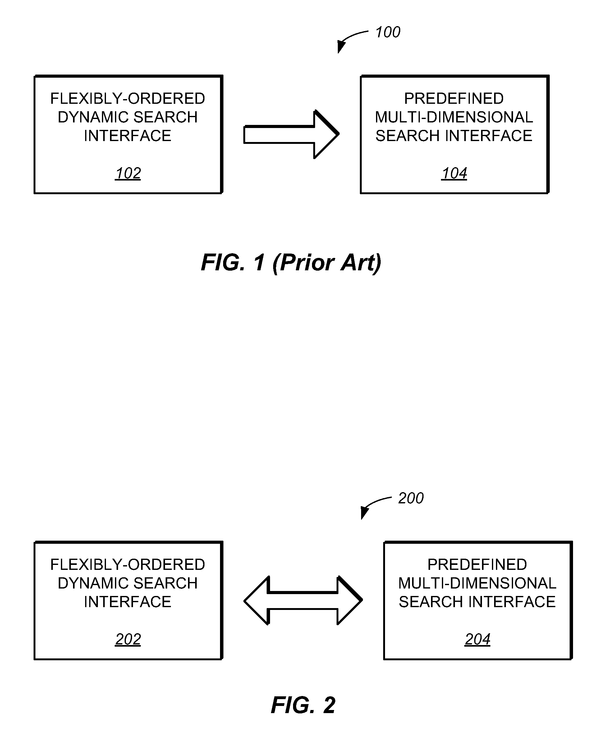 Integration of predefined multi-dimensional and flexibly-ordered dynamic search interfaces