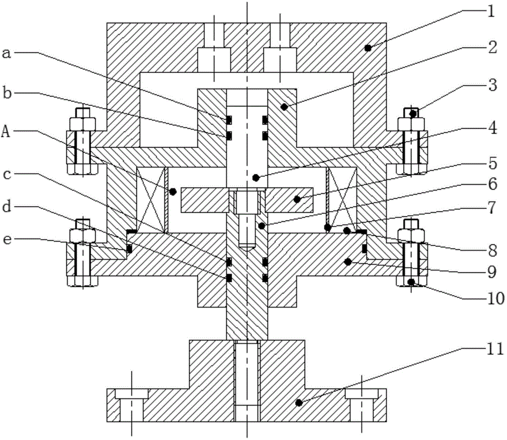 Piston type testing device for squeezing flow dynamic characteristics of magnetorheological fluid