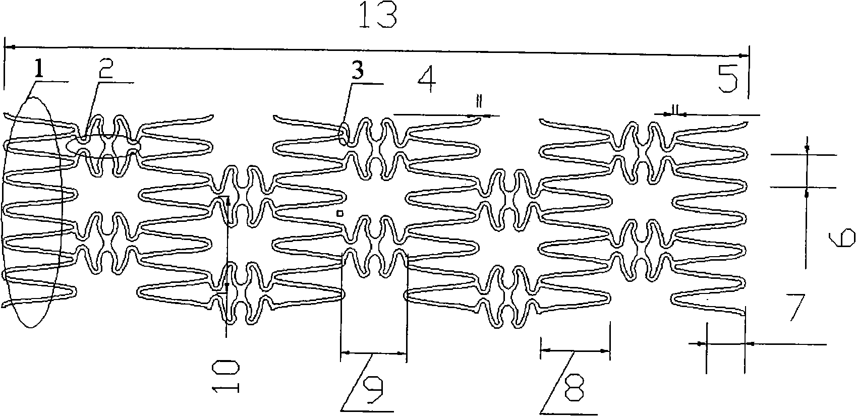 Human endoluminal stent with radial large deformation large holding power