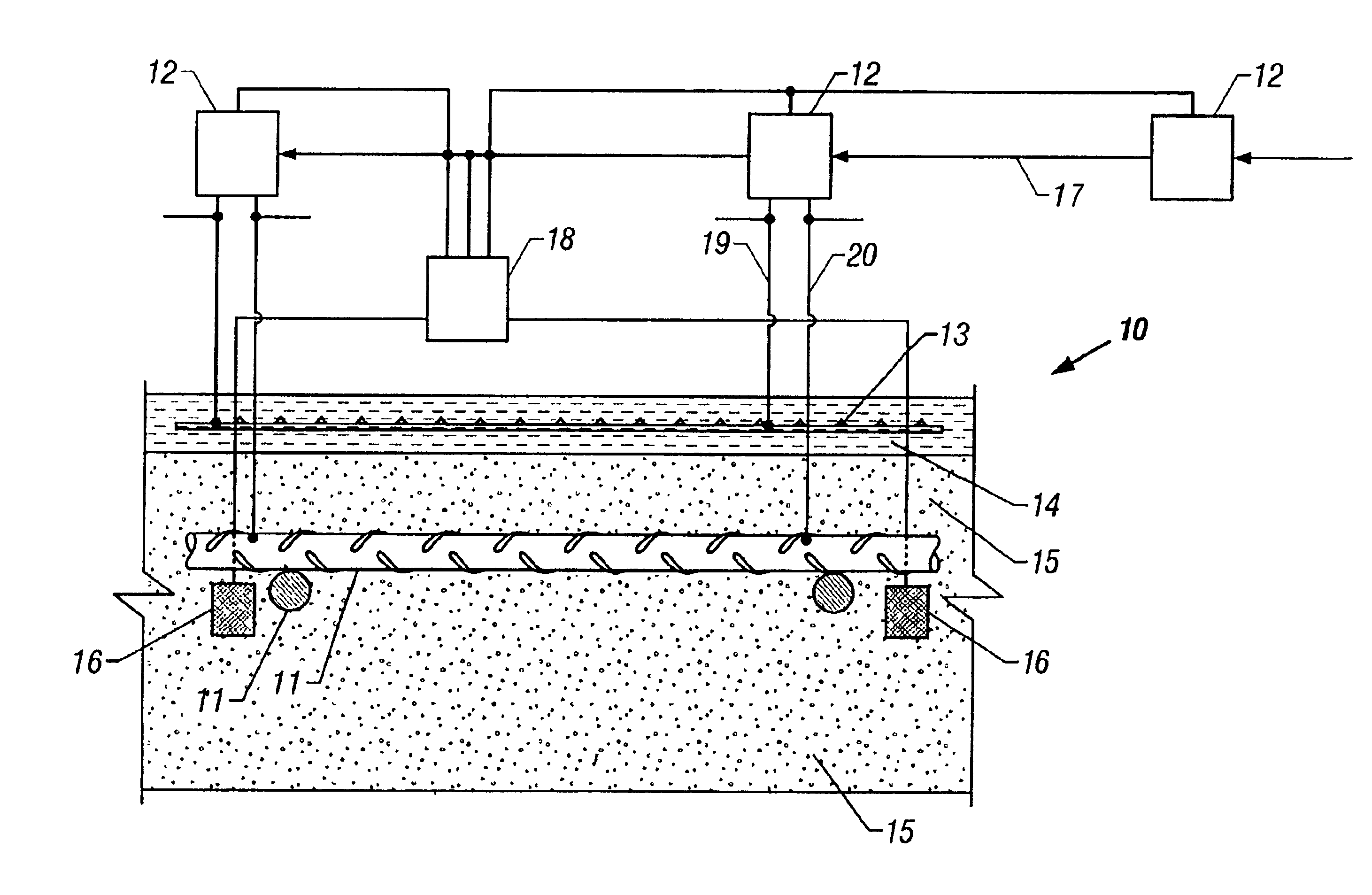 Method of treating corrosion in reinforced concrete structures by providing a uniform surface potential