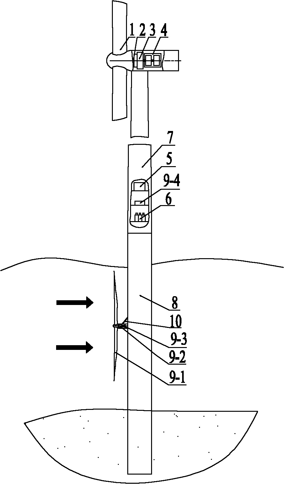 Offshore wind generating set