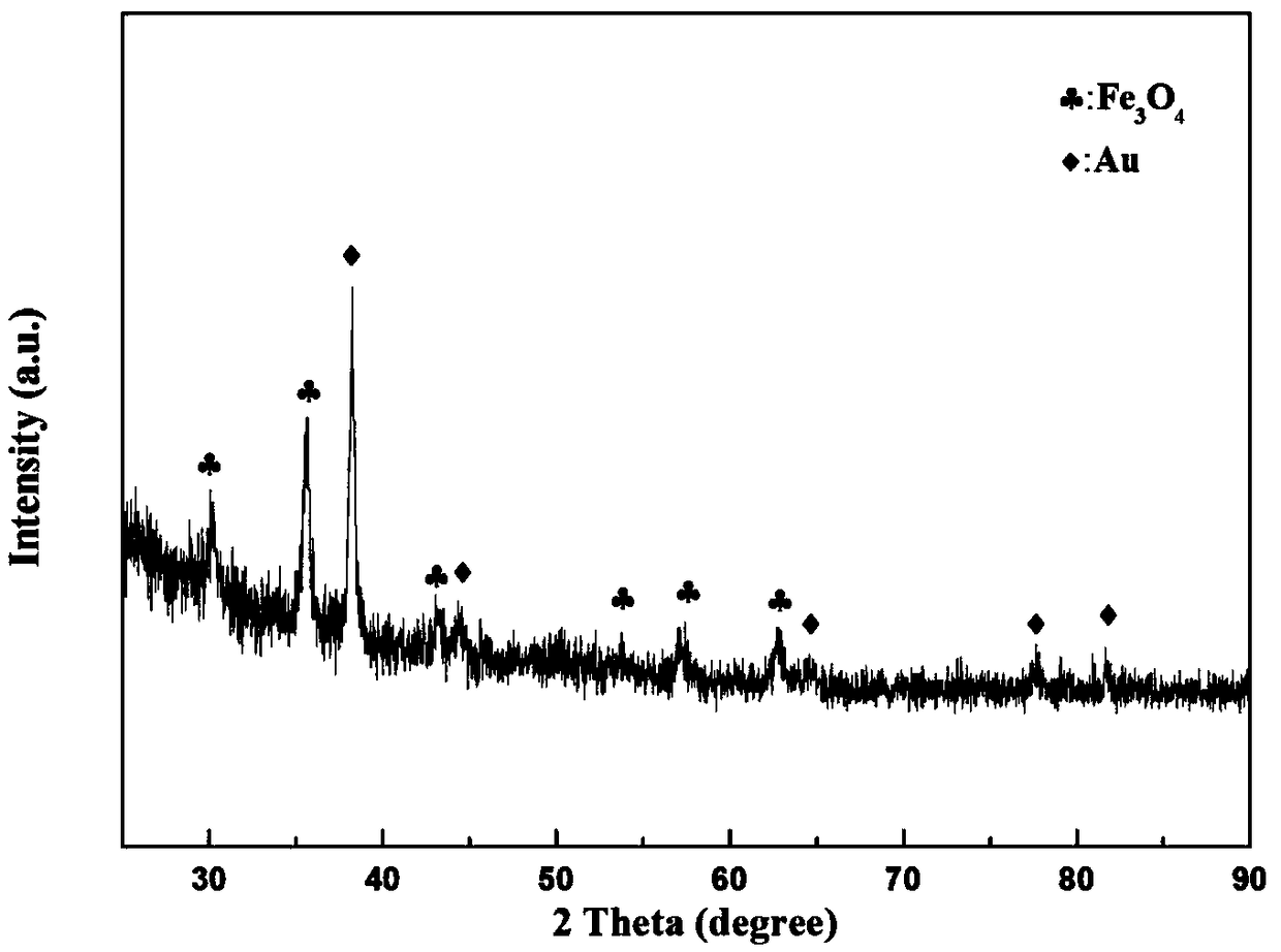 Preparation method for carbon-coated ferroferric oxide nano-shell-loaded nano gold particles