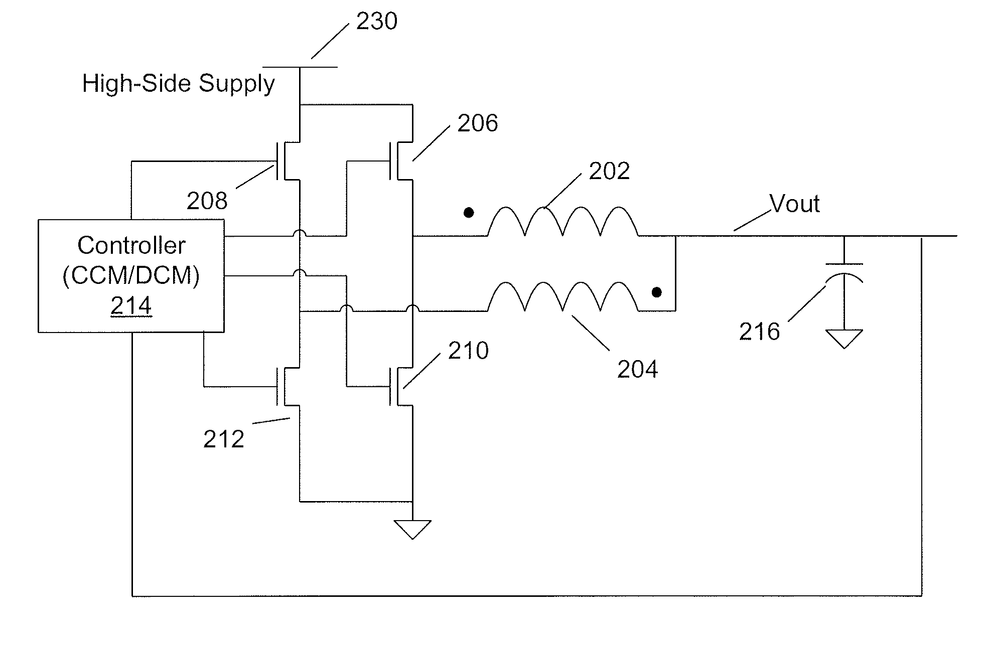 Method and apparatus for multi-phase DC-DC converters using coupled inductors in discontinuous conduction mode