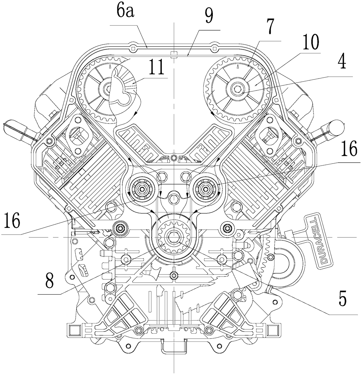 High-efficiency and noise-reduction inversion small double-cylinder generator set