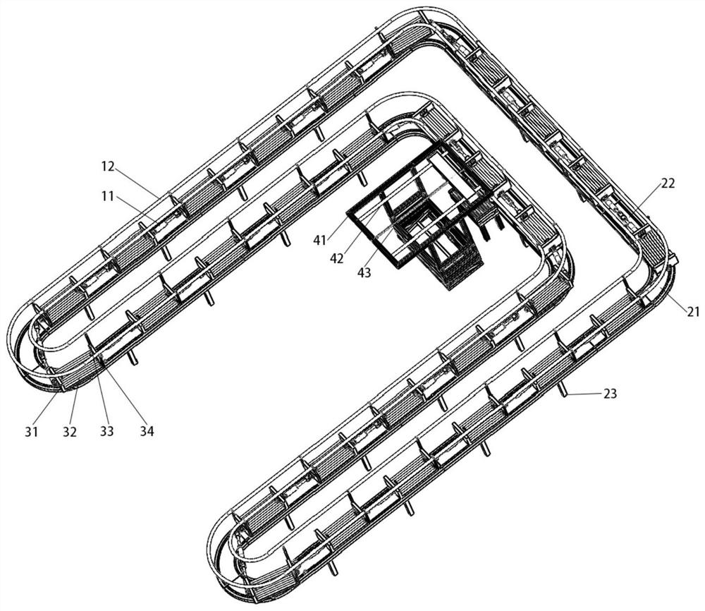 Electric vehicle battery replacement device integrating battery replacement and cyclic charging and application of electric vehicle battery replacement device