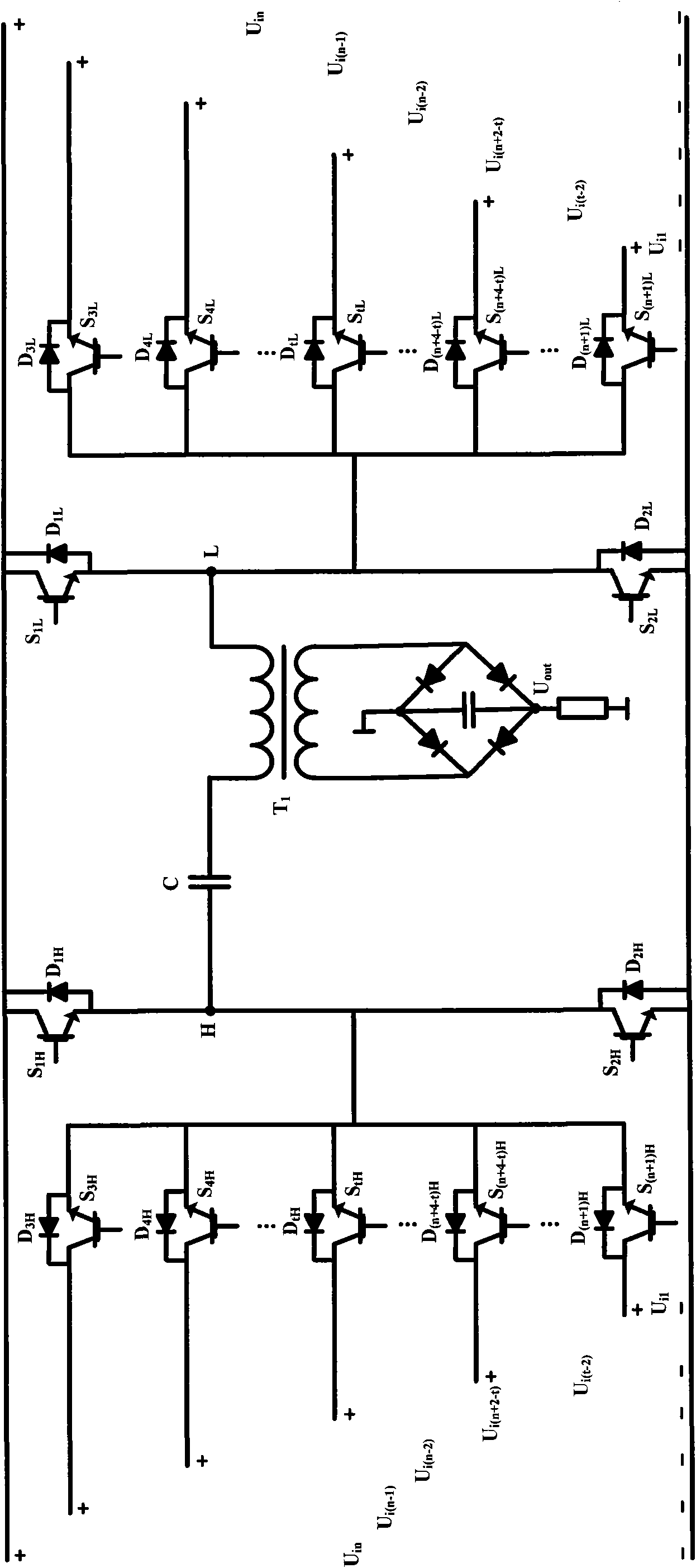 Topology and constant-frequency voltage hysteresis control of multi-level inverter