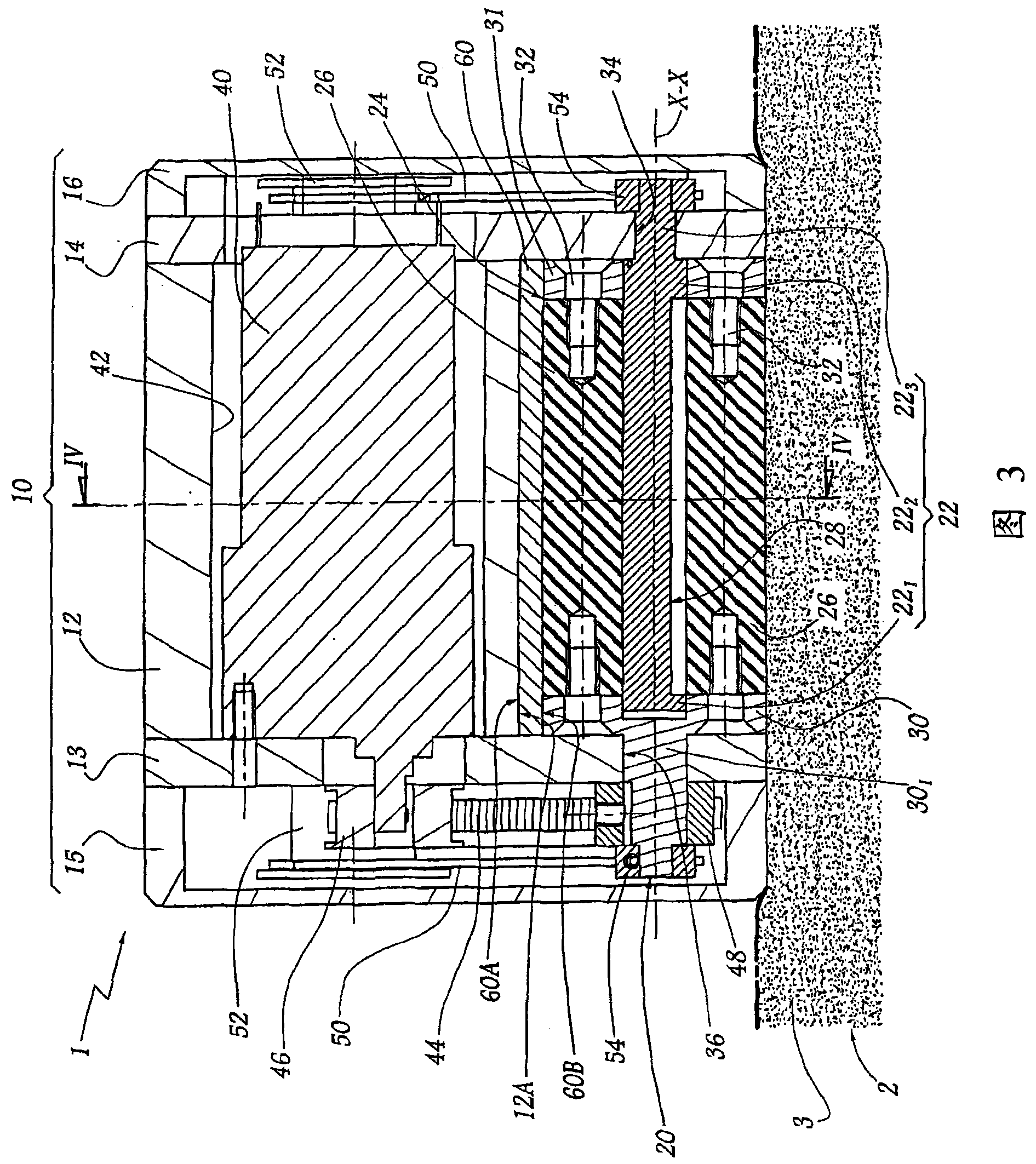 Device for treating, in particular massaging, the connective tissue of the skin