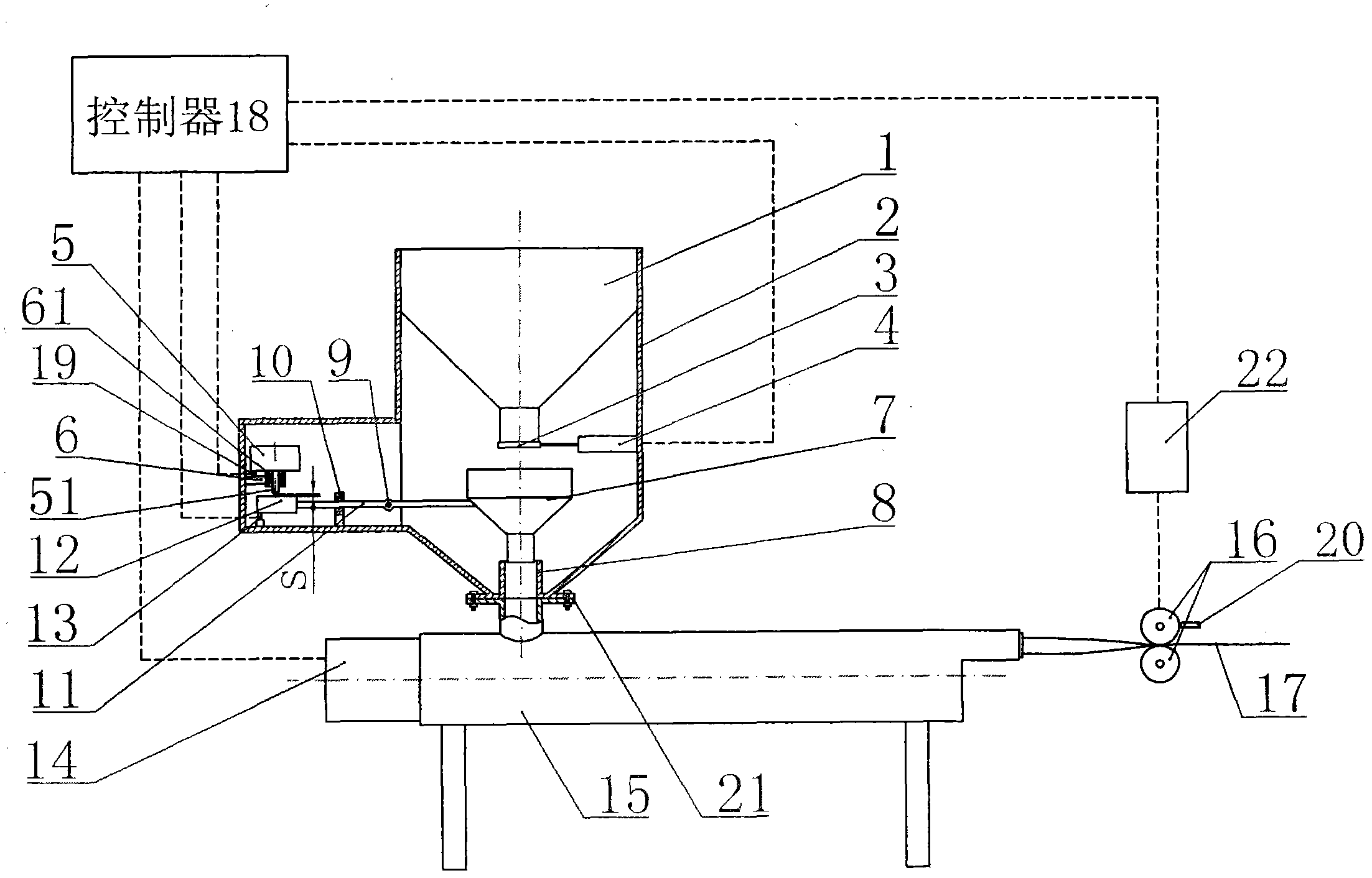 High-precision automatic control device for extruder output weight per unit length