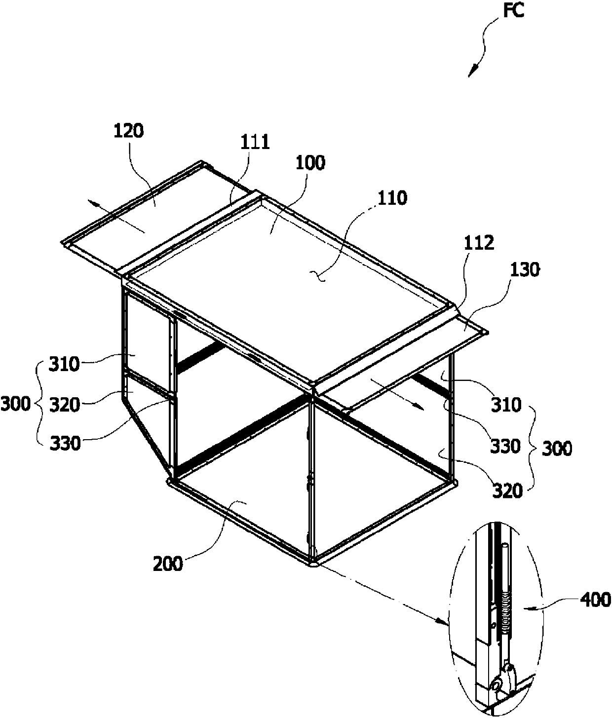 Foldable Container, And Elastic Rotating Apparatus For Foldable Container