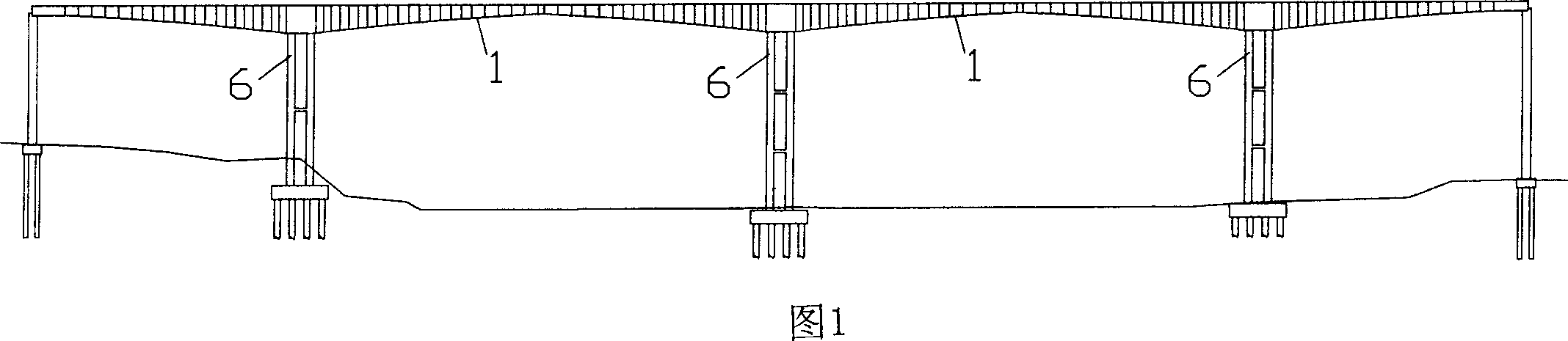 Built-in oblique leg rigid-frame prestress concrete variable cross-section box girder bridge and construction method thereof