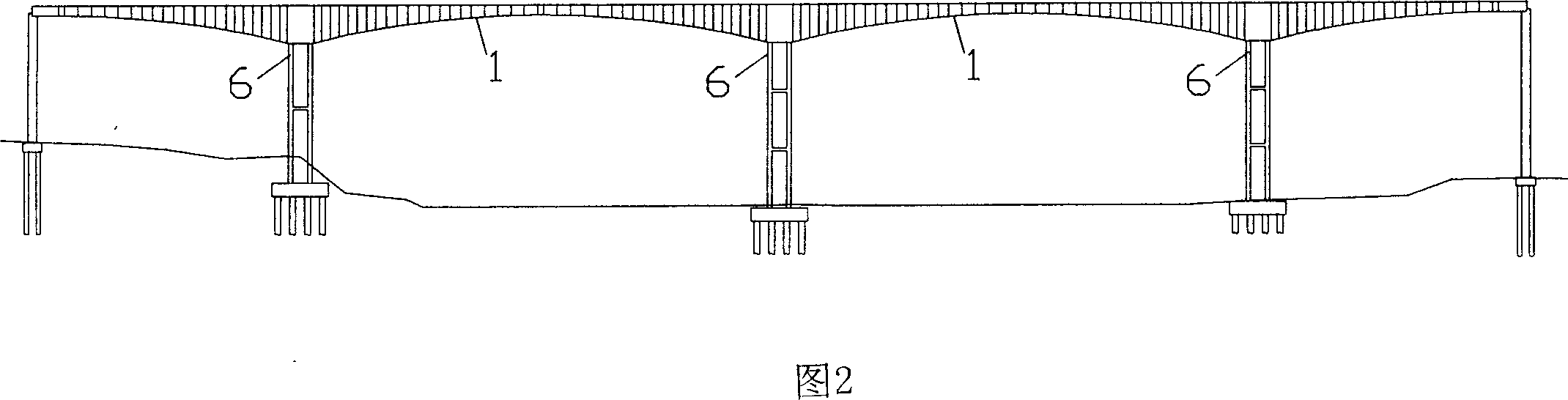 Built-in oblique leg rigid-frame prestress concrete variable cross-section box girder bridge and construction method thereof