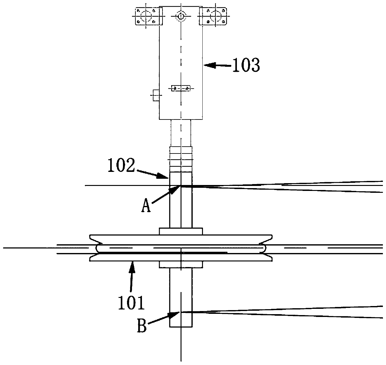 Winding rope-in angle adjusting control system and rope-in angle adjusting control method