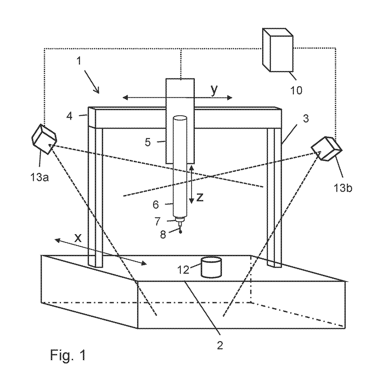 Motion-measuring system of a machine and method for operating the motion-measuring system