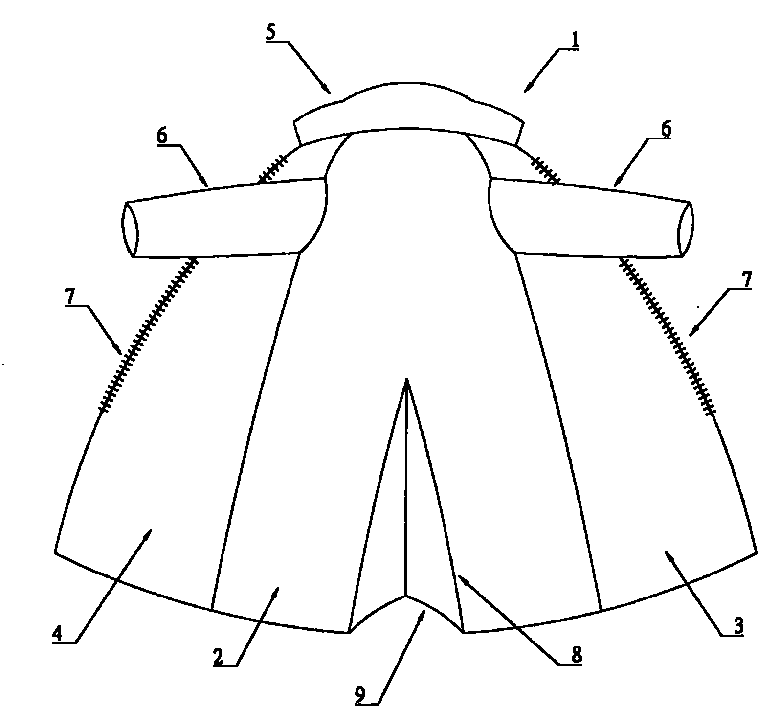 Rear open type raincoat structure