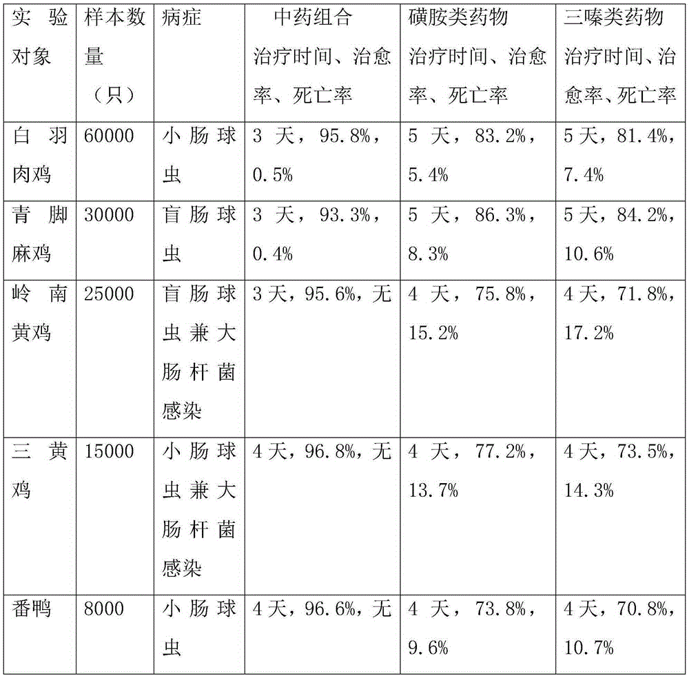 A kind of traditional Chinese medicine composition for poultry prevention and treatment of coccidiosis and preparation method thereof