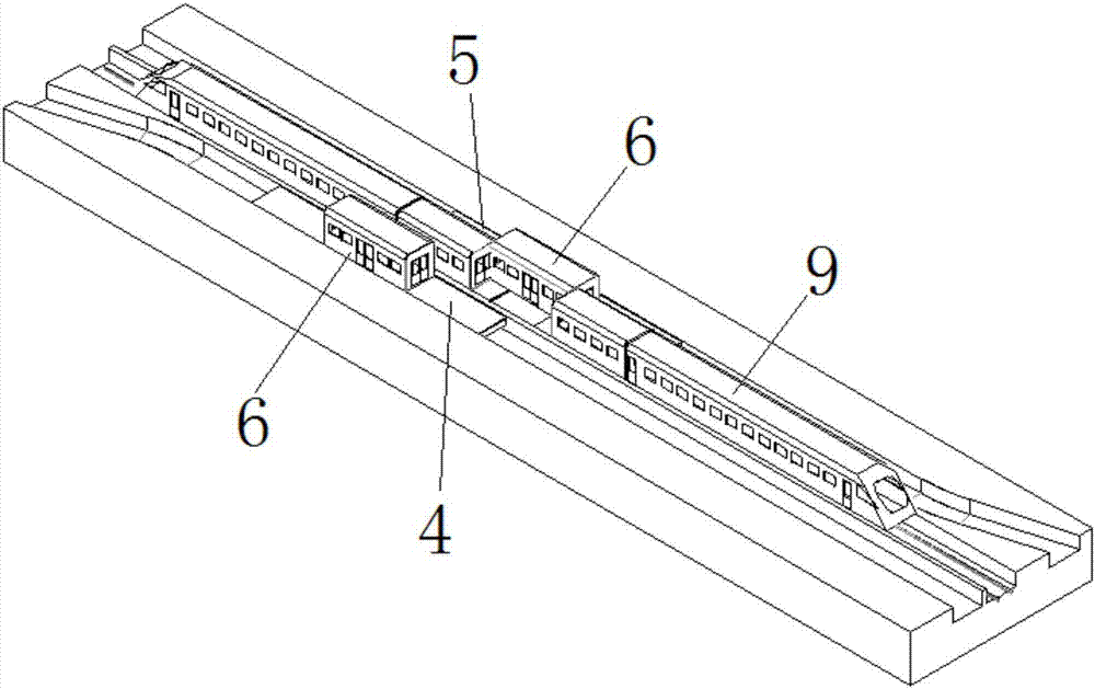 Non-stop boarding and deboarding type passenger train system and train non-stop boarding and deboarding method