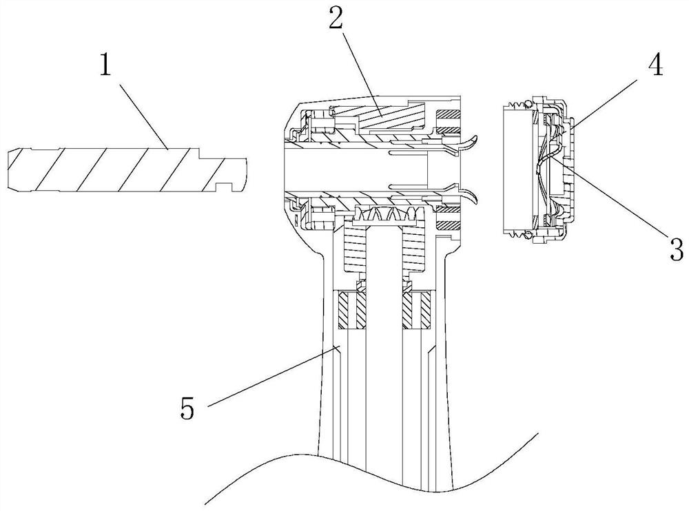 Contra-angle handpiece with conducting strip arranged in rear cover and root canal preparation machine