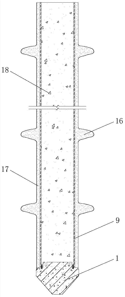 Cloth bag squeezing concrete branch pile and construction method