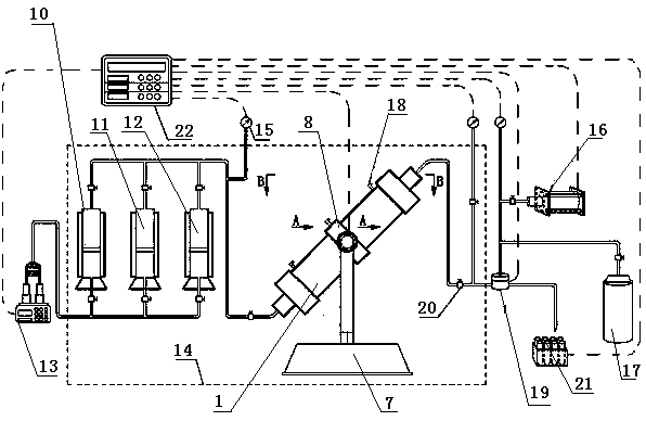 Method and device for controlling viscous fingering in surfactant oil displacement through gravity effect