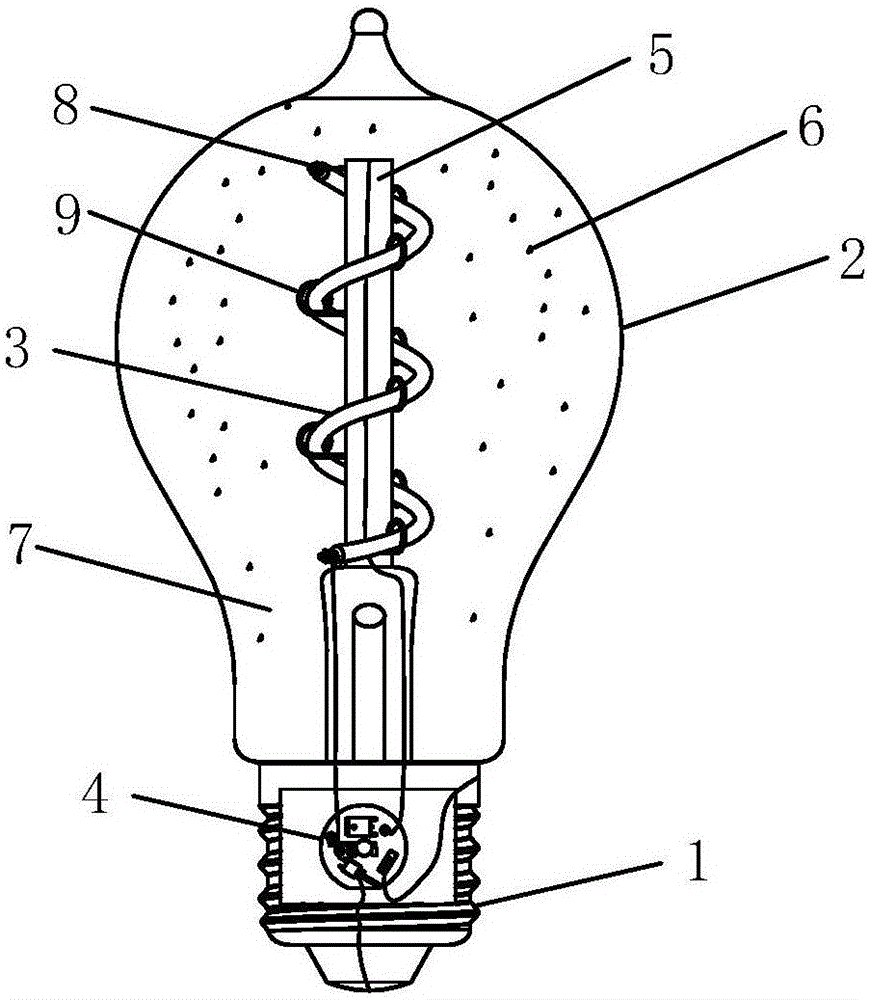 LED bulb wick structure made from 360-degree illuminating flexible lamp filament and manufacturing method