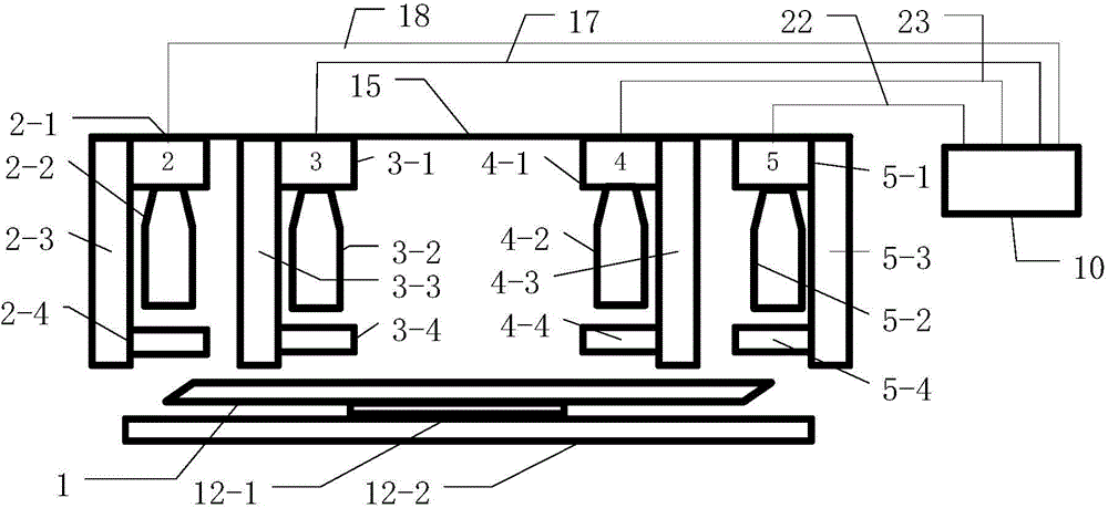 Large size laser neodymium glass cladding size and angle non-contact detection device and method