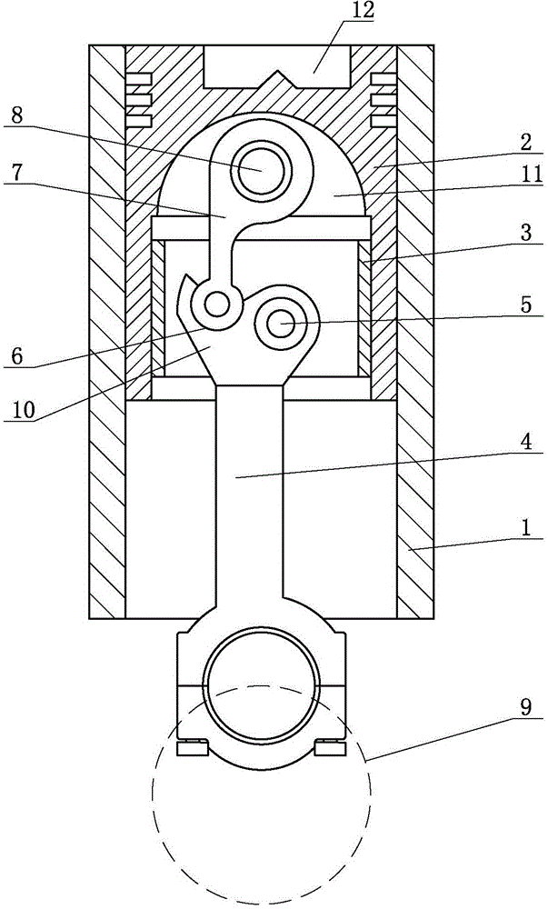 Reciprocating piston built-in chained connecting rod dead-point-free engine piston connecting rod set