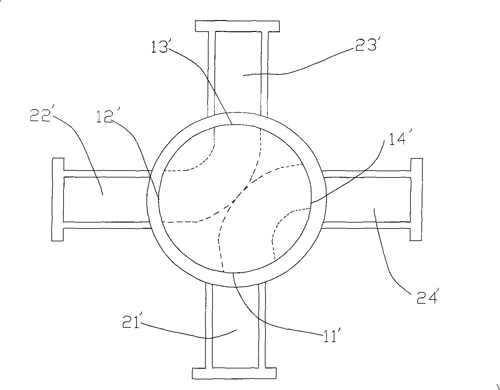 Thermal storage burning four-way valve