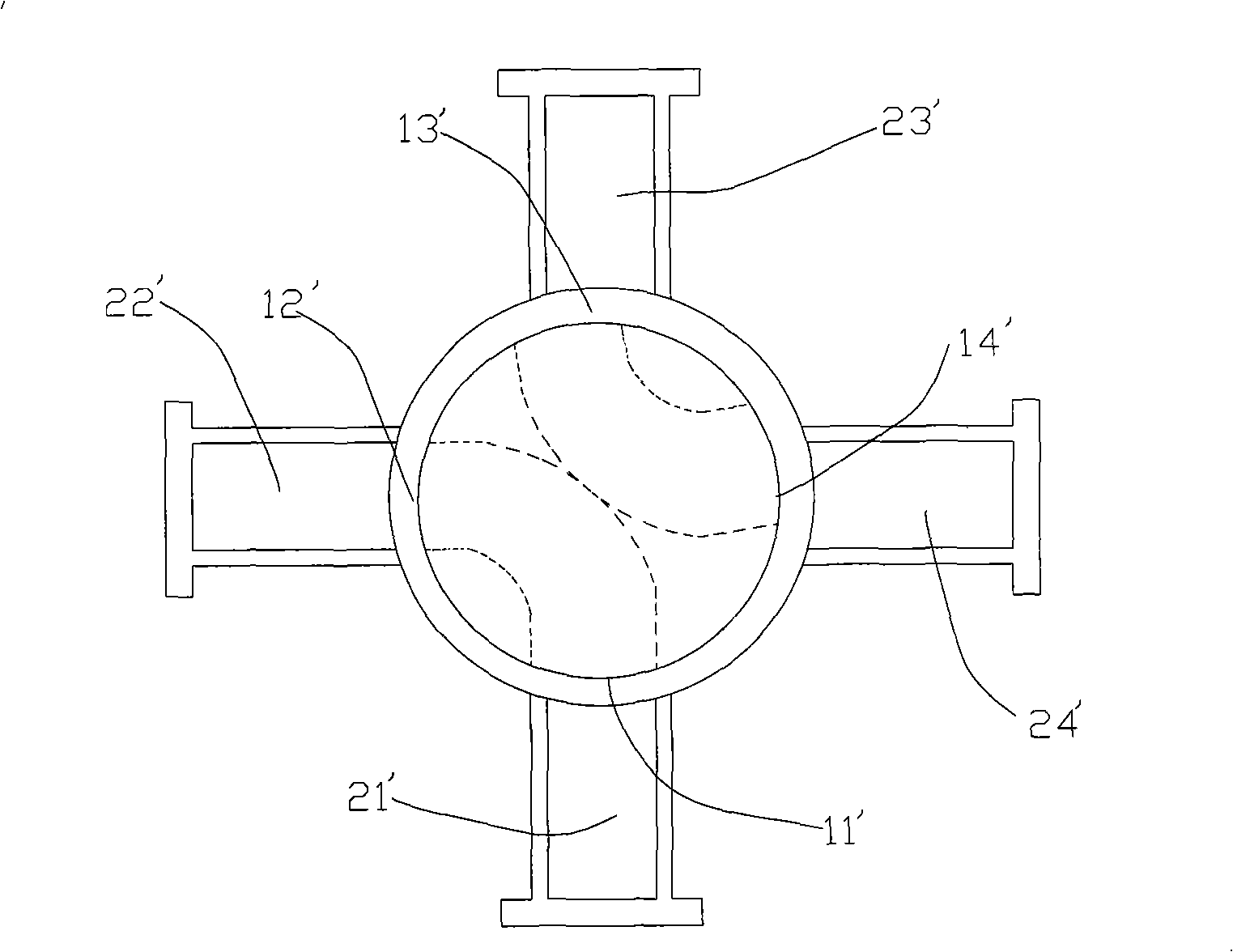 Thermal storage burning four-way valve