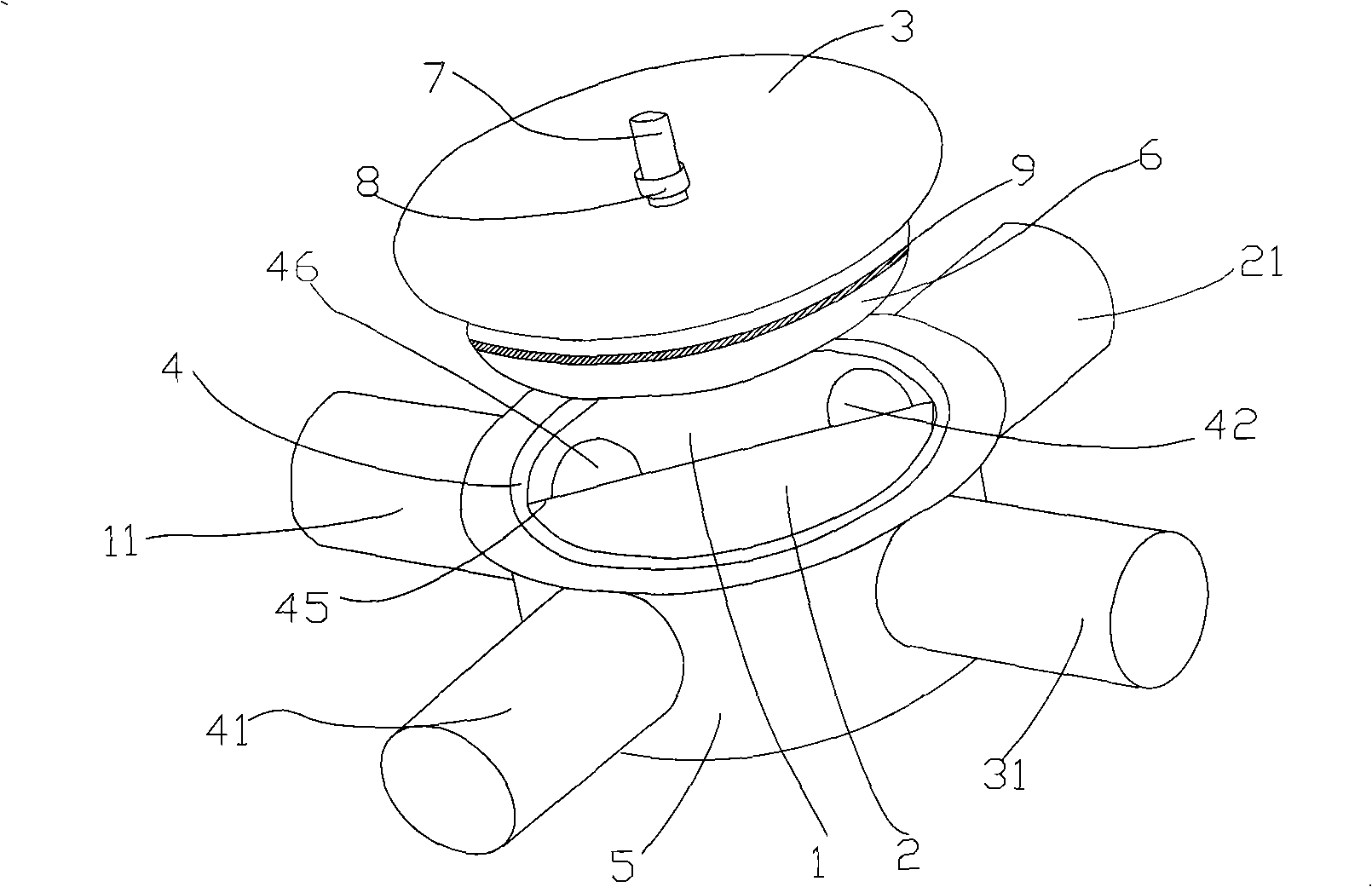 Thermal storage burning four-way valve