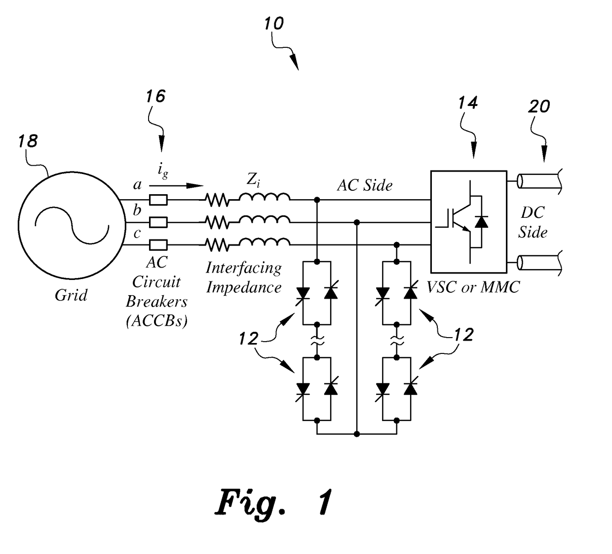 DC side fault isolator for high voltage DC convertors