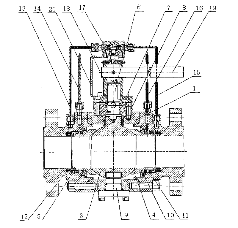 Pilot-operated type hard seal fixing ball valve