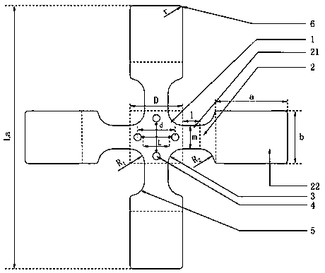 Cross silica gel biaxial tensile test piece, and preparation method and tensile test method thereof