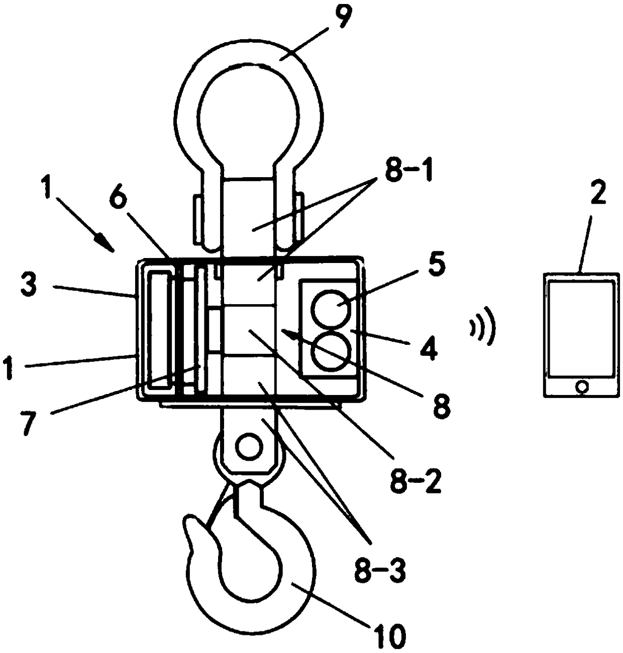 Electronic weighing device equipped with wireless control terminal