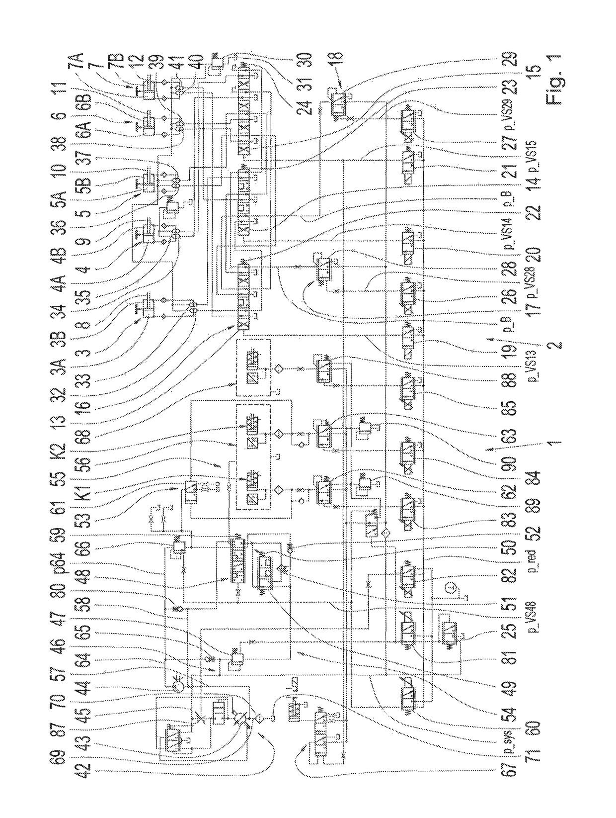 Transmission device having a hydraulic system