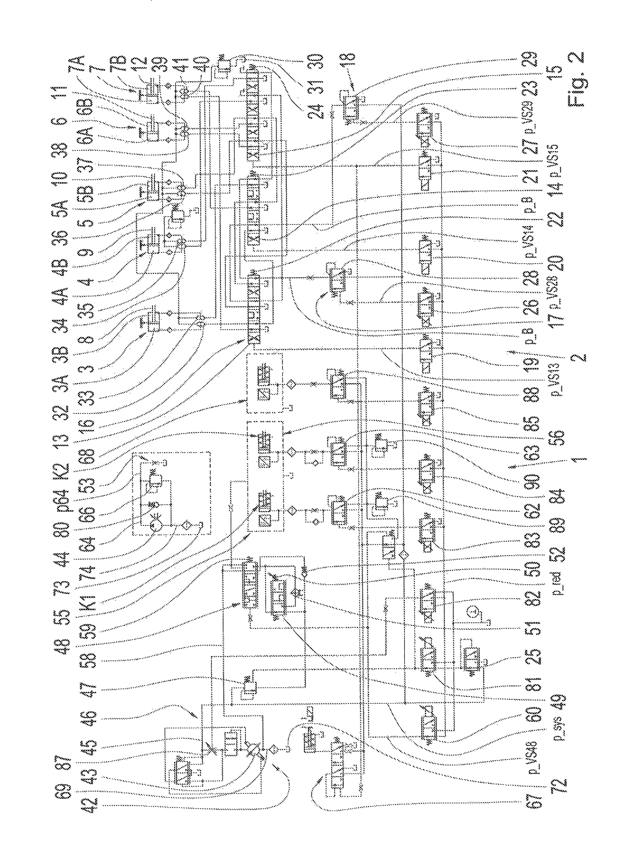 Transmission device having a hydraulic system