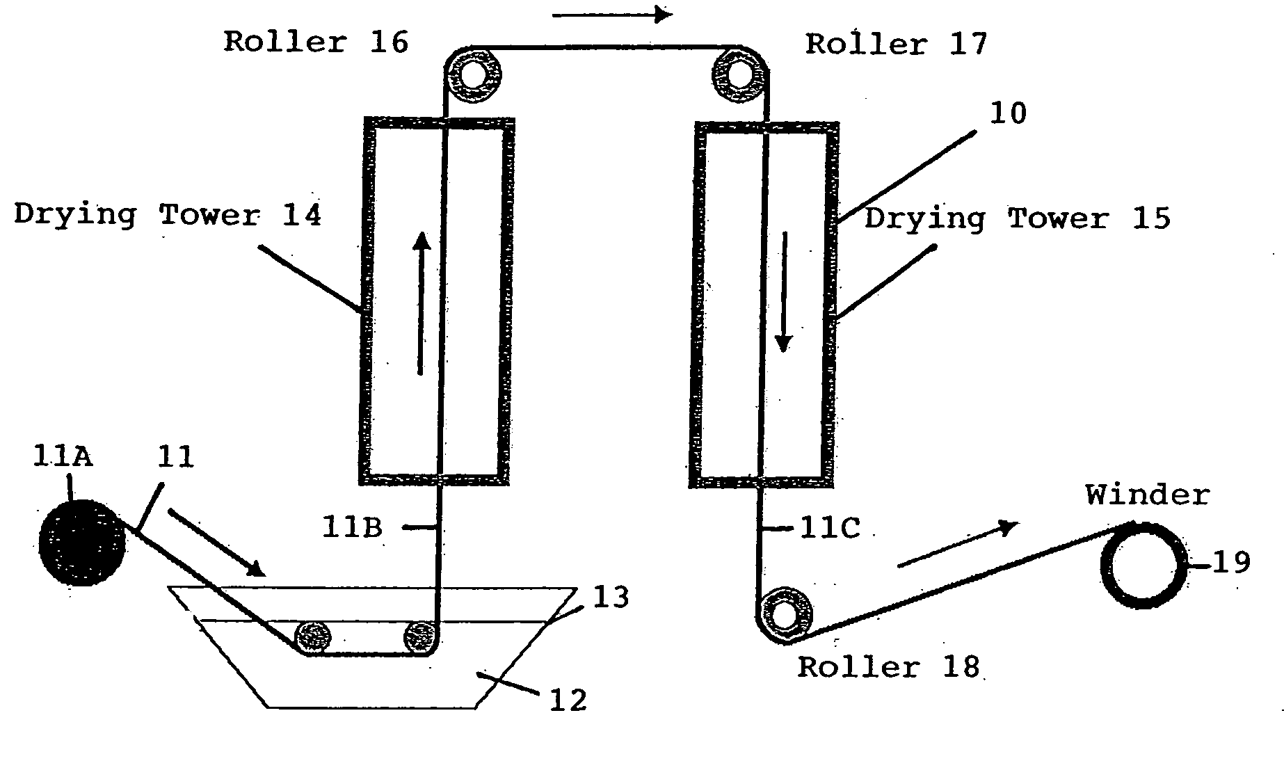 Reinforced composite with a tow of fibers and process for the preparation thereof