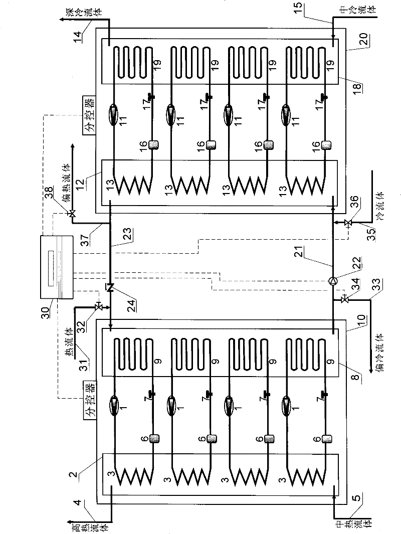 Cooling and heating system with cooling-heating source complementing loop