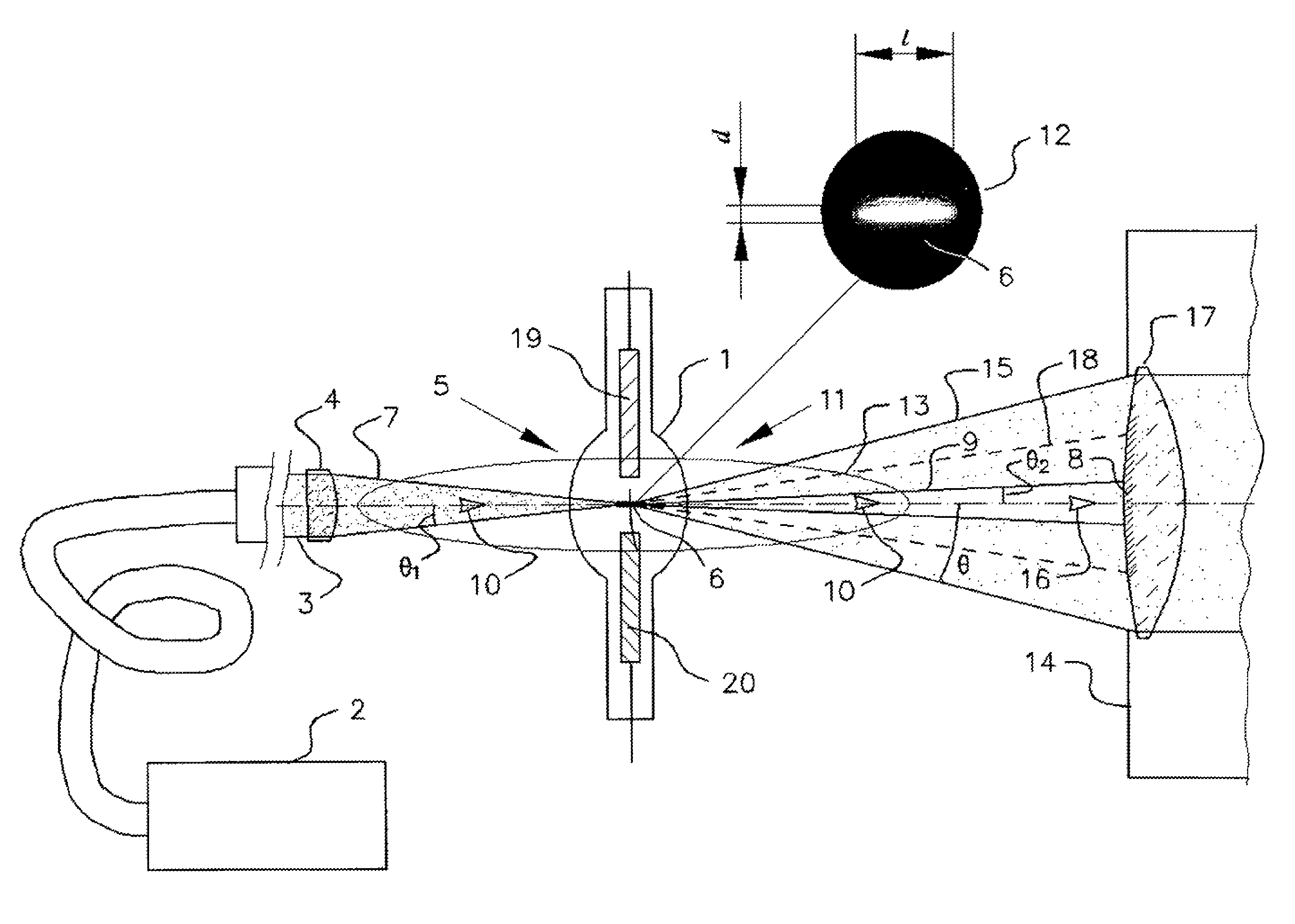 Light source with laser pumping and method for generating radiation