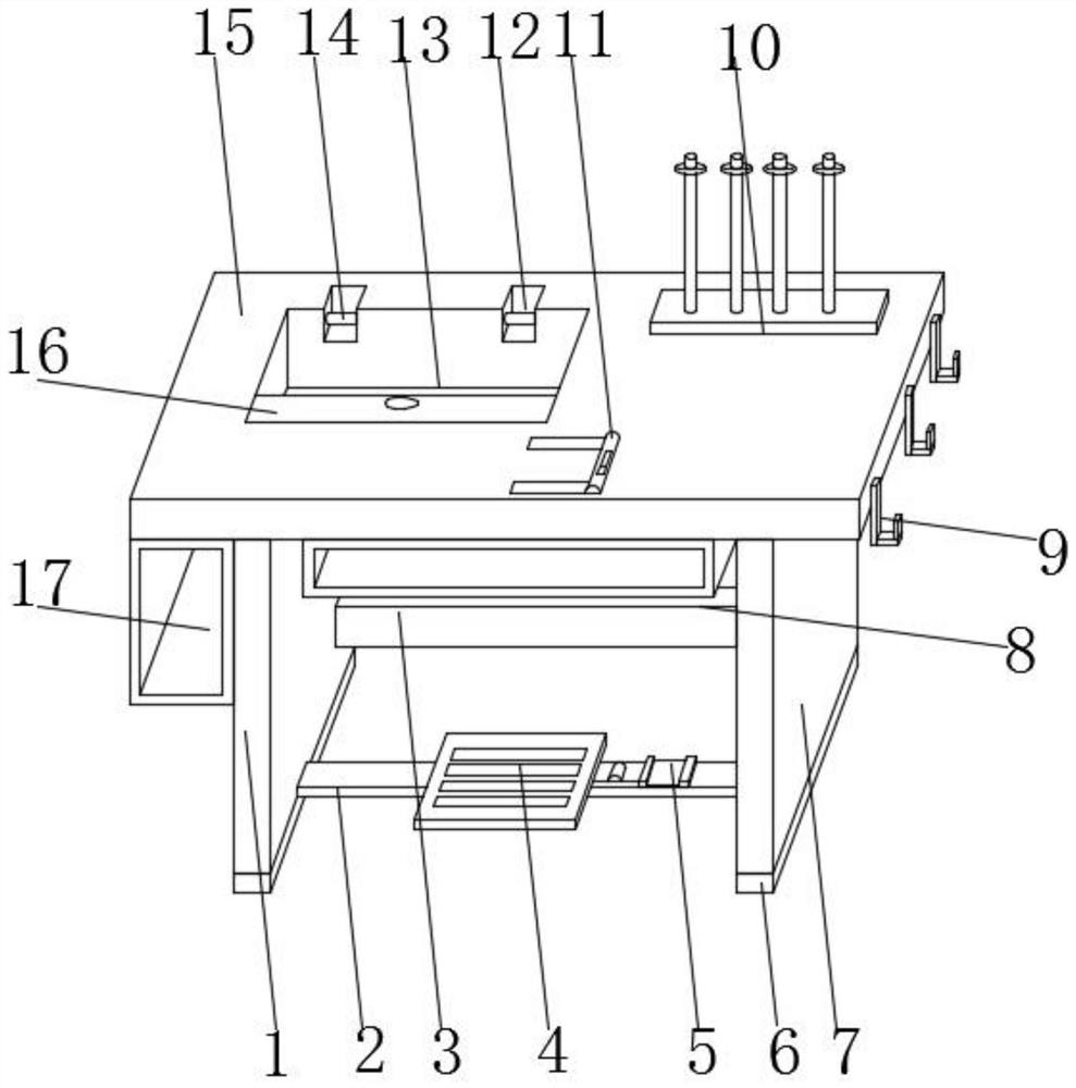 A sewing machine operating table for luggage production