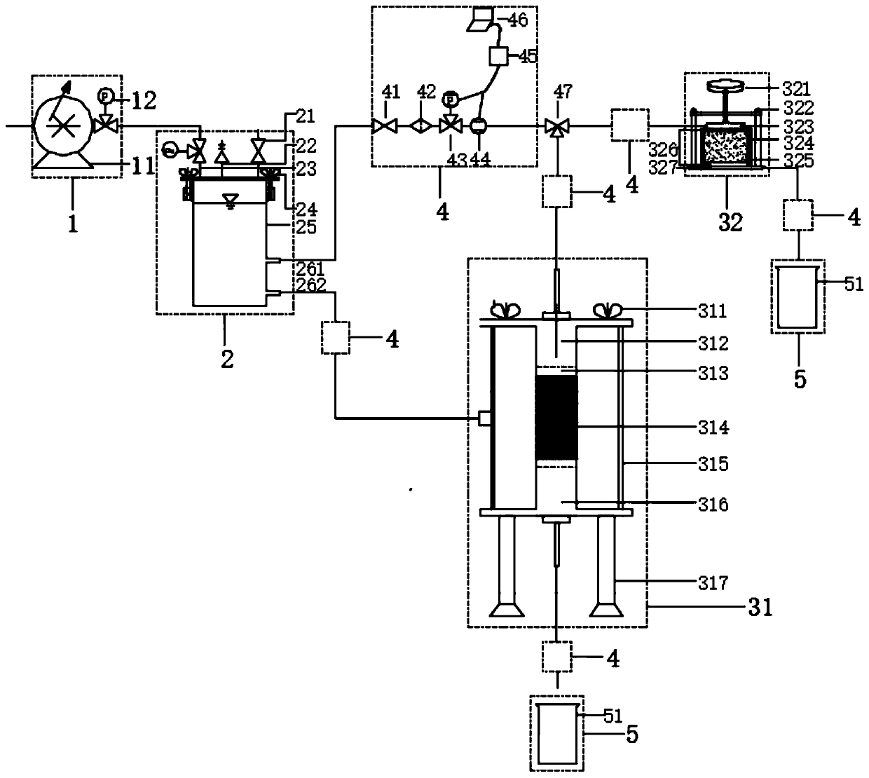 Permeability testing method and device providing osmotic pressure and confining pressure by means of shunting bucket