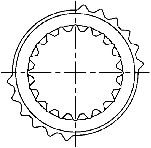 Internal-and-external tooth structure machining device of tooth-shaped linings