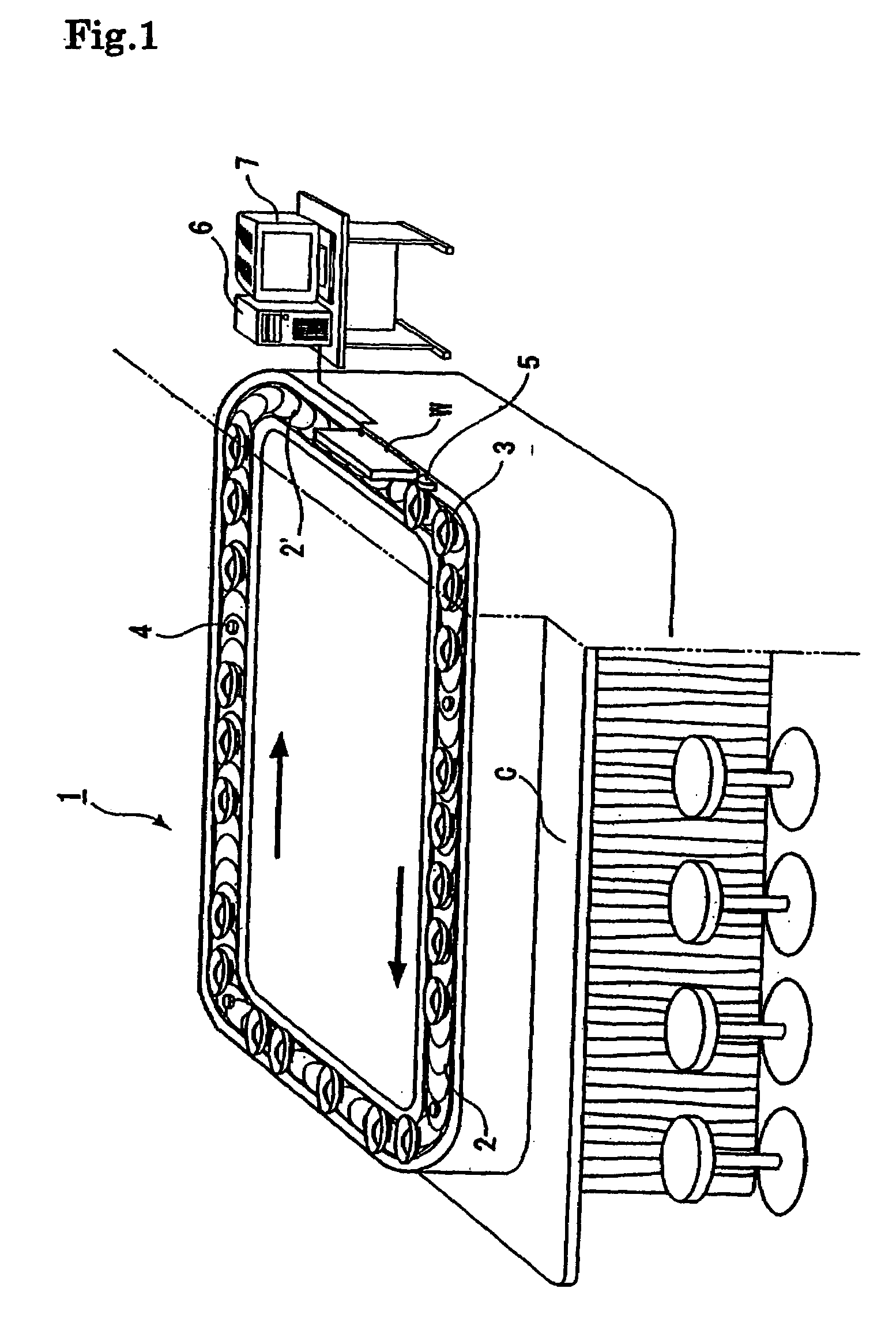 Food and drink managing device in circulation type carrying path