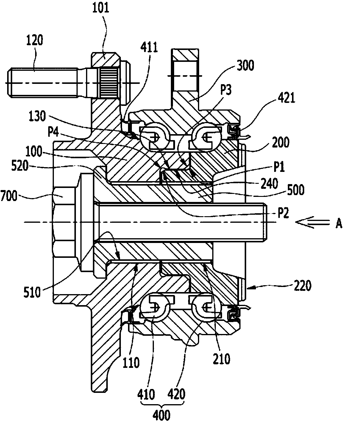 Structure and method for coupling wheel bearings