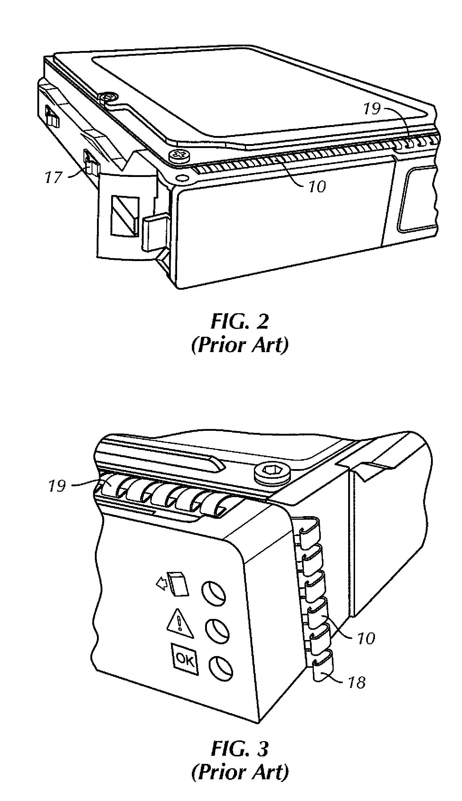 Fine-pitch, splay-resistant, finger-to-finger contact-capable, HDD EMI shield