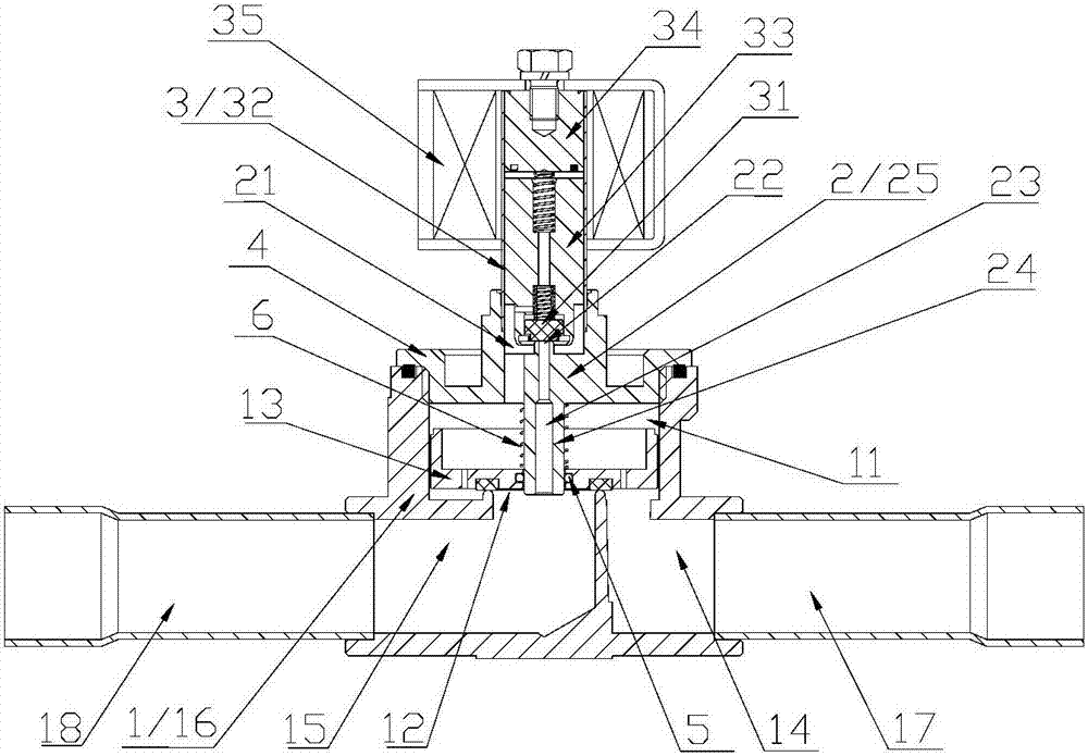 Pilot-operated electromagnetic valve