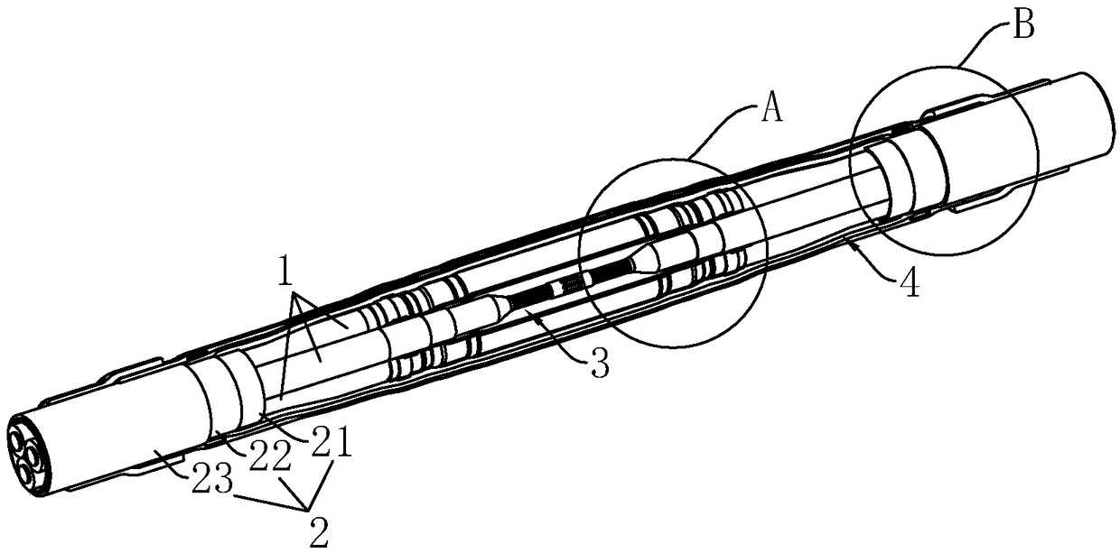 Three-core cable fusion joint and installation technology thereof