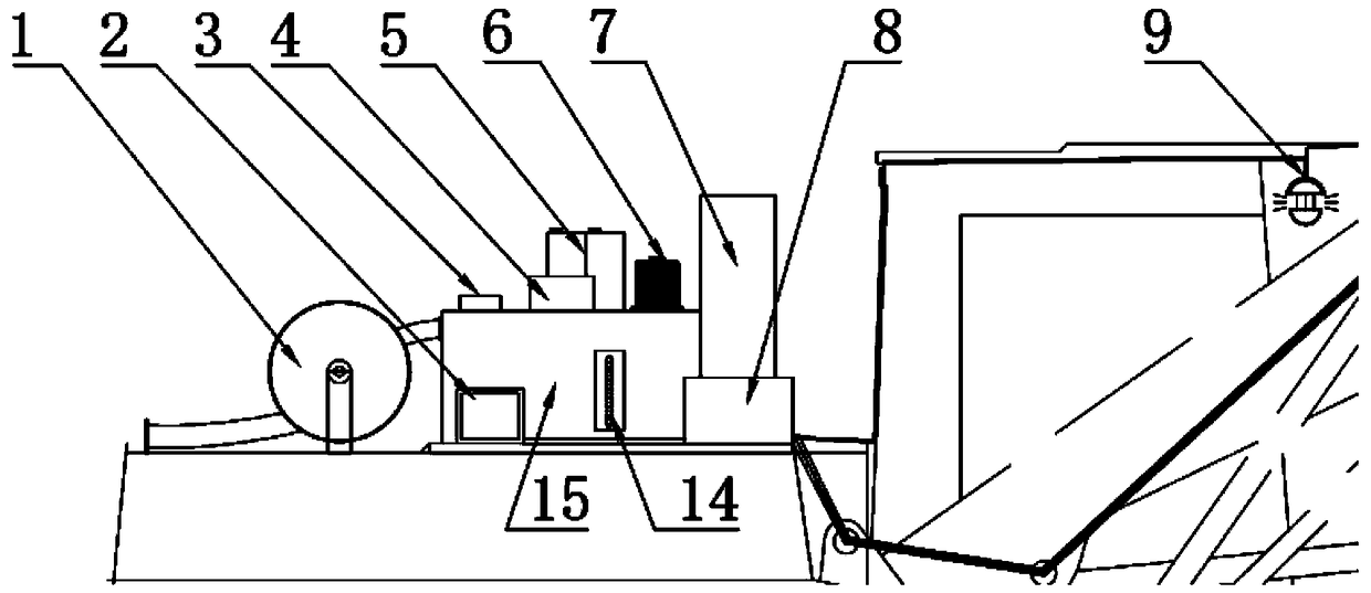 Smoke suppression and dust falling system and method facing centralized slag loading area