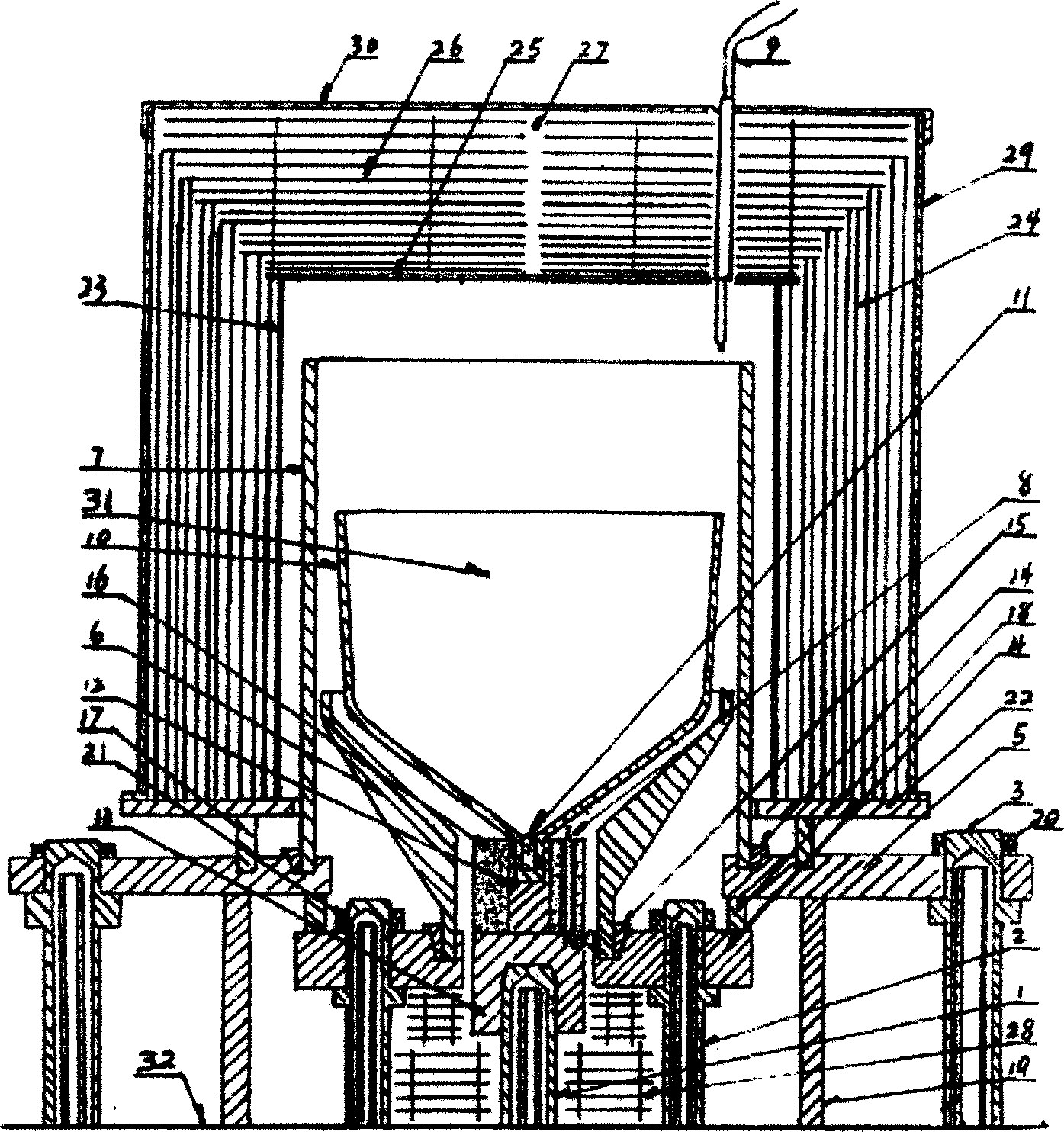 Pure static state double heating apparatus for crystal growth by temperature gradient technique