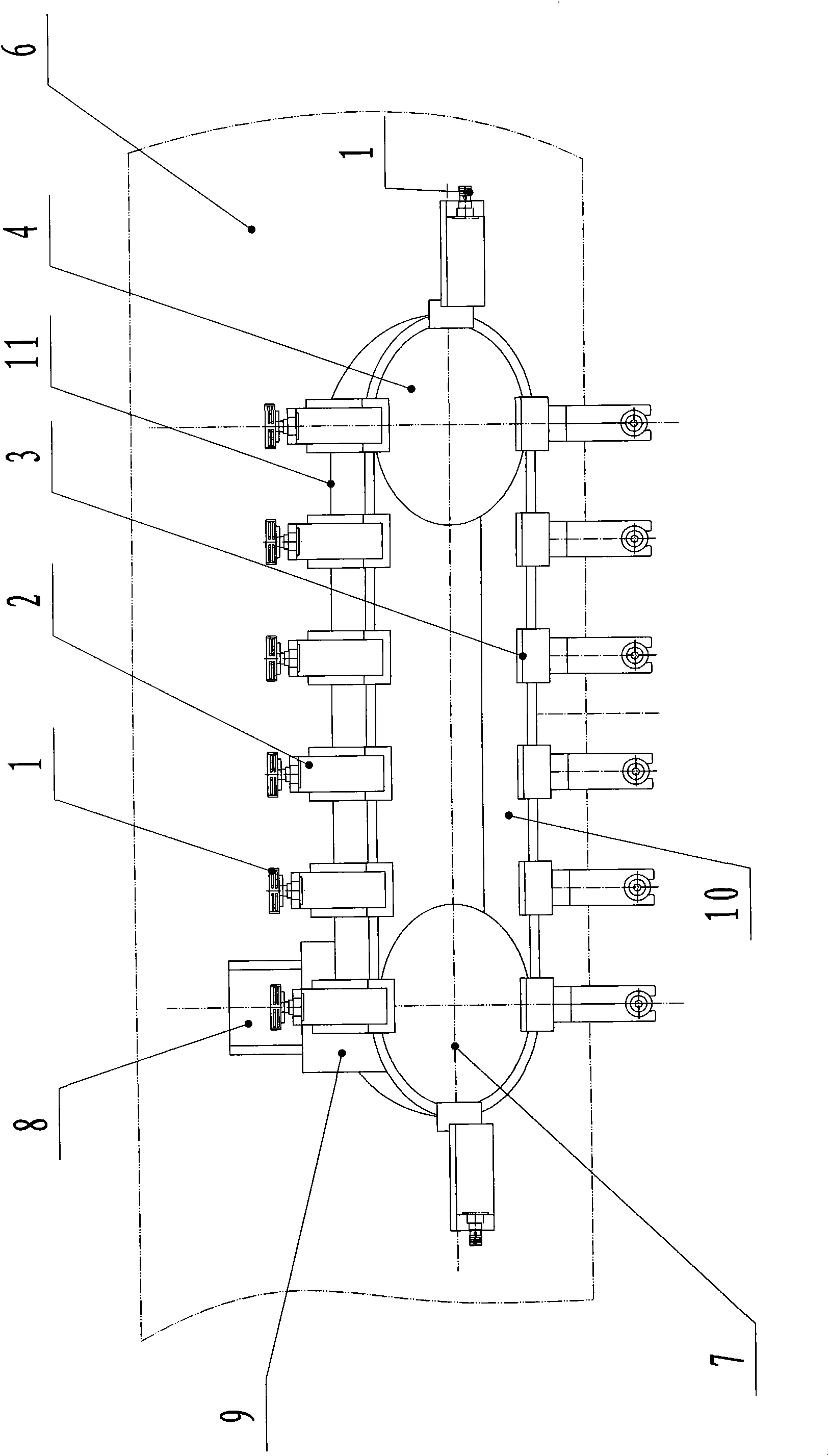 Transmitting device for big soft infusion bag production line